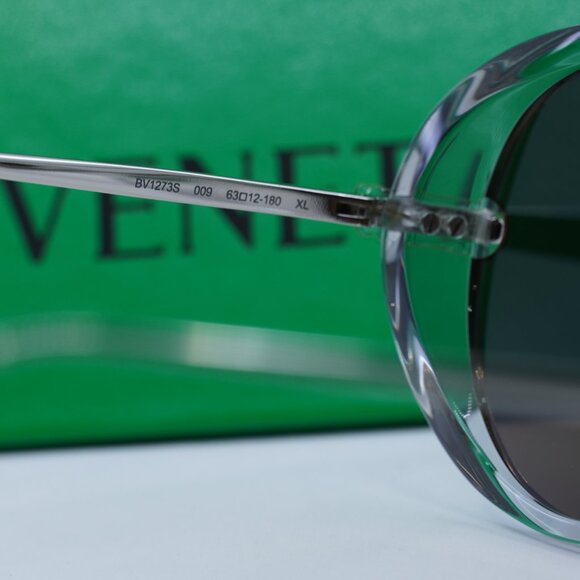 Bottega Veneta BV1273S 009 Geometric Sunglasses - Transparent Grey Silver/Brown main image 10